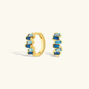 Sapphire Block Huggie Earrings