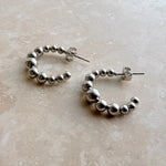 Load image into Gallery viewer, Silver Ball Hoops
