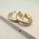 Load image into Gallery viewer, Large Gold Brushed Hoops
