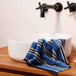 Load image into Gallery viewer, Cobalt Stripe Terry Towelling Flannel - 2 pack
