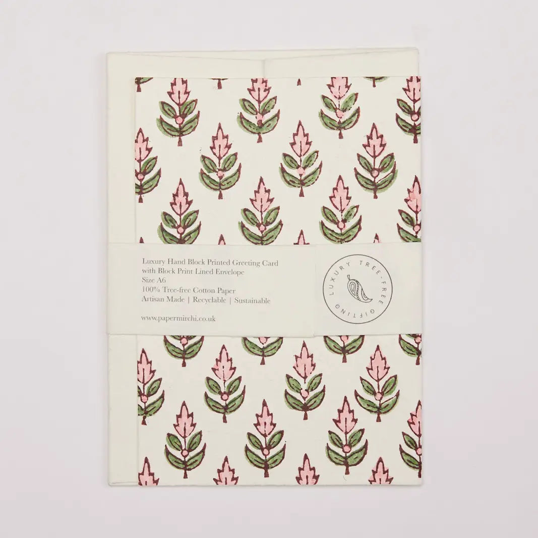 Buti Blush Hand Block Printed Greeting Card
