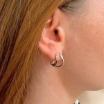 Load image into Gallery viewer, Silver Horseshoe Twist Hoop Earrings

