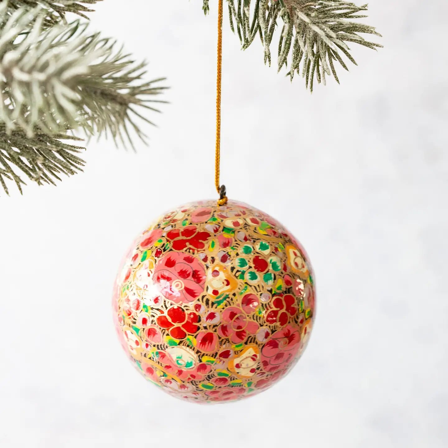 Floral Paper Mache Christmas Tree Bauble