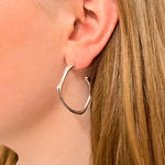 Load image into Gallery viewer, Silver Molten Hoop Earrings

