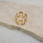Load image into Gallery viewer, Gold Statement Wave Ring
