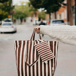 Load image into Gallery viewer, Organic Zip Pouch - brown stripe
