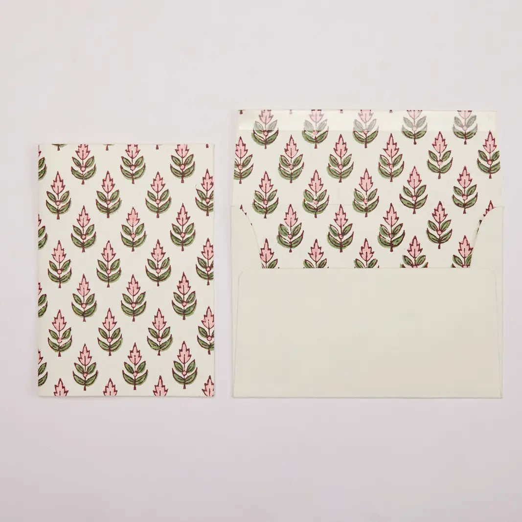 Buti Blush Hand Block Printed Greeting Card