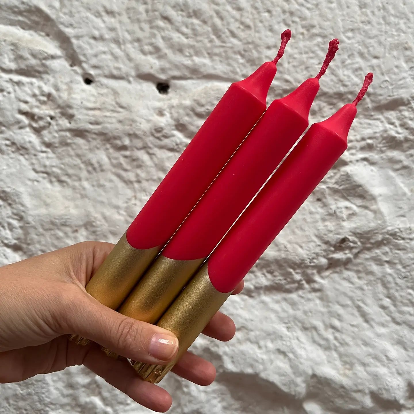 Red + Gold Dip Dinner Candle