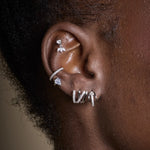 Load image into Gallery viewer, Crossed Illusion Stud Earrings- silver / gold
