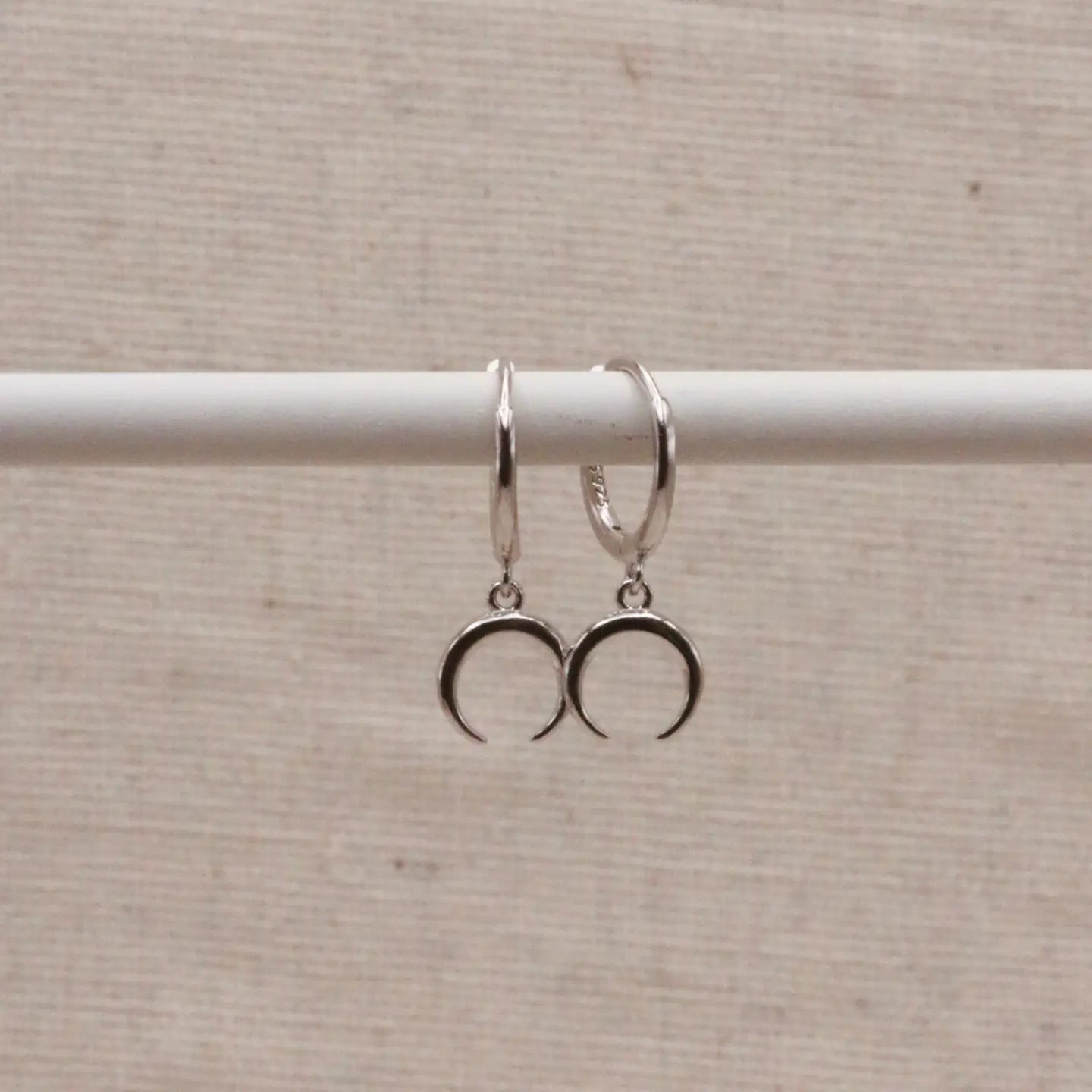 Silver Horn Crescent Hoop Earrings