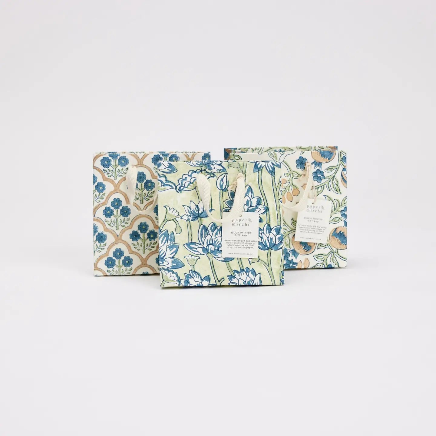 Indigo Hand Block Printed Gift Bag - small / medium / large