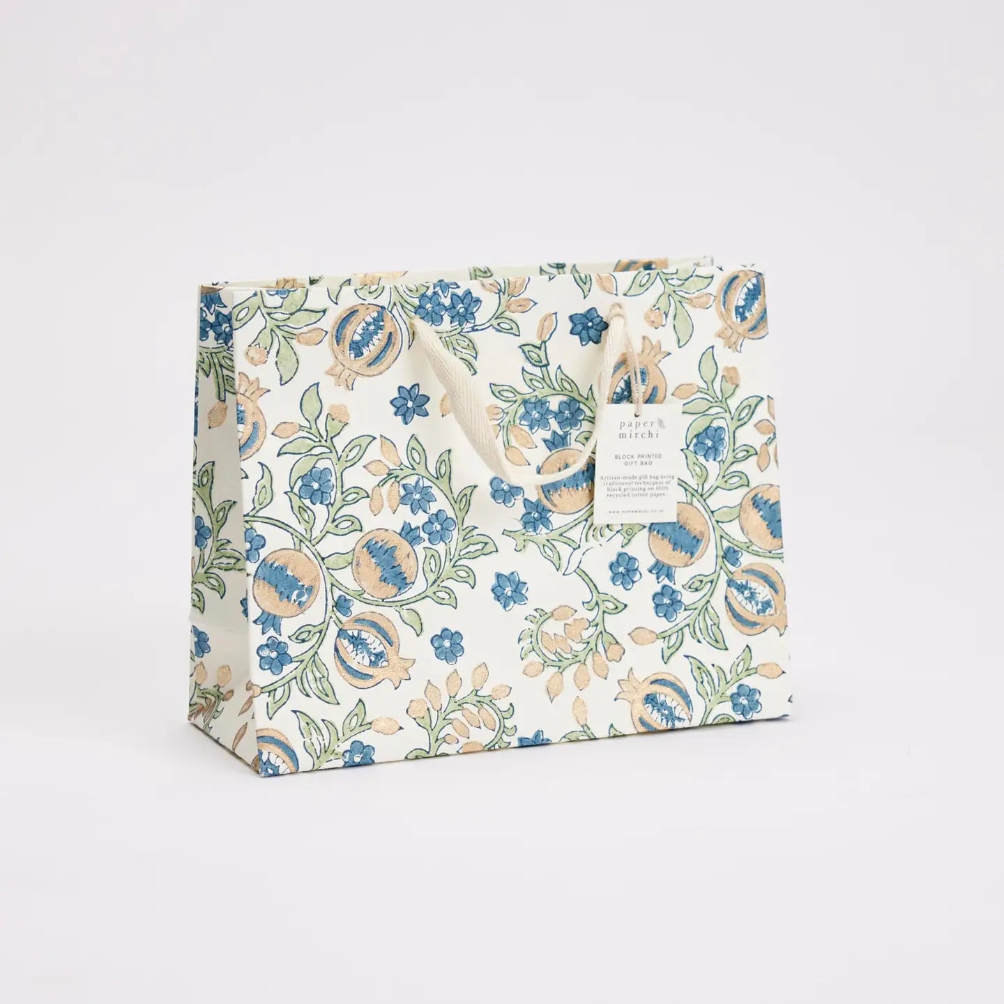 Indigo Hand Block Printed Gift Bag - small / medium / large