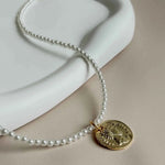 Load image into Gallery viewer, Juno Pearl Coin Necklace
