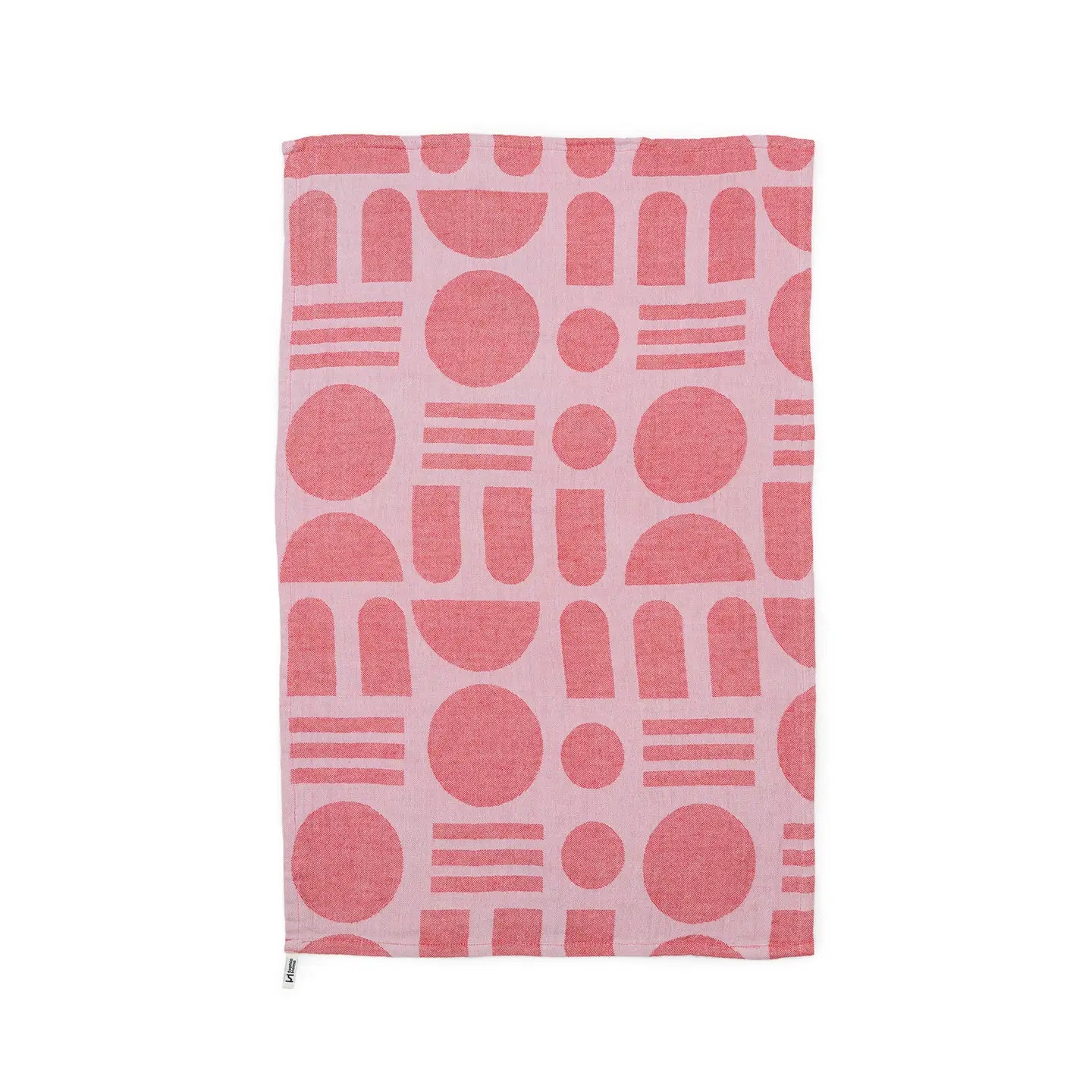 Cotton Tea Towel - Stack The Dishes Pink