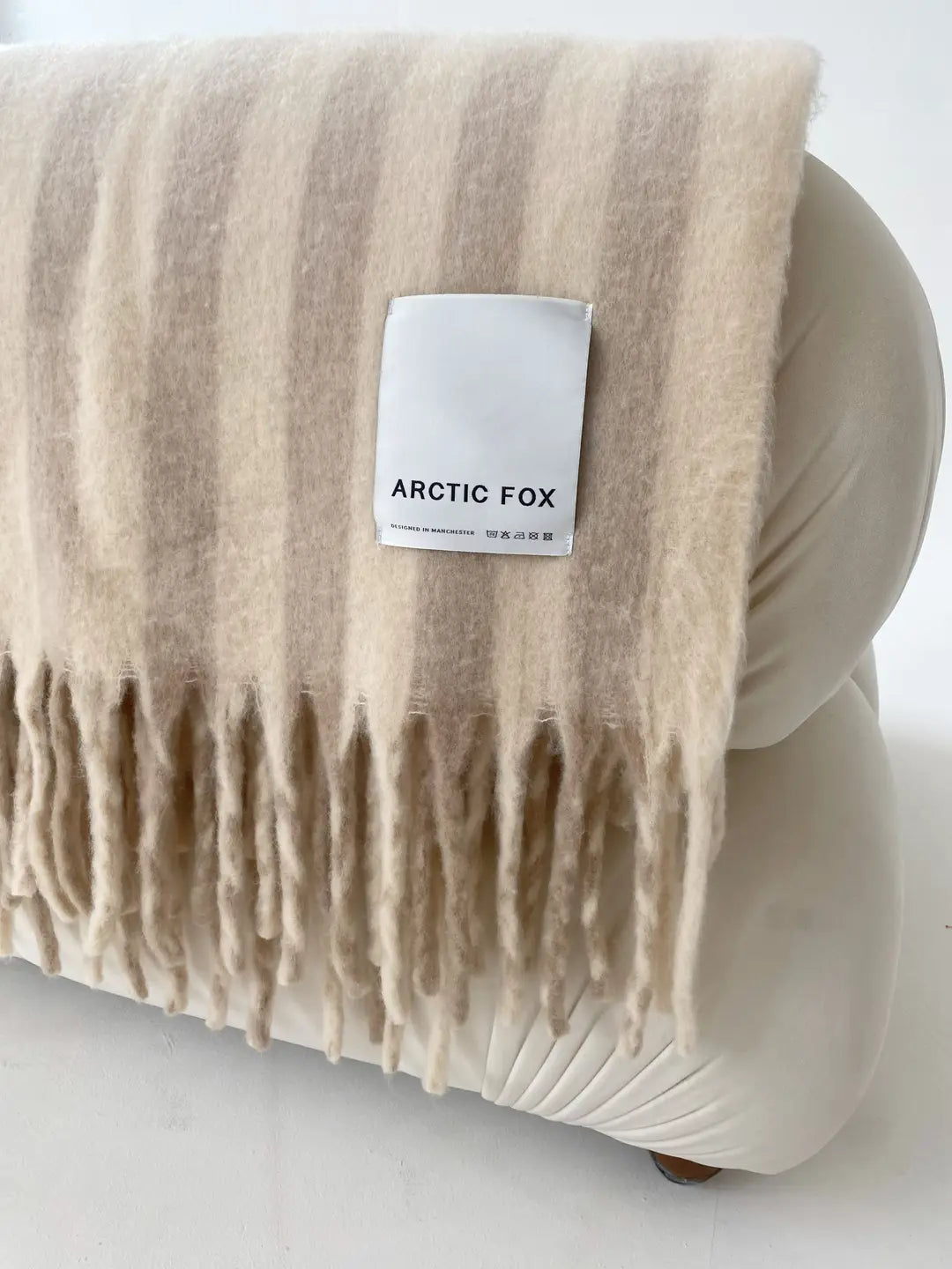 Wool Stripe Throw - pale taupe stripe