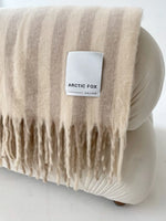 Load image into Gallery viewer, Wool Stripe Throw - pale taupe stripe
