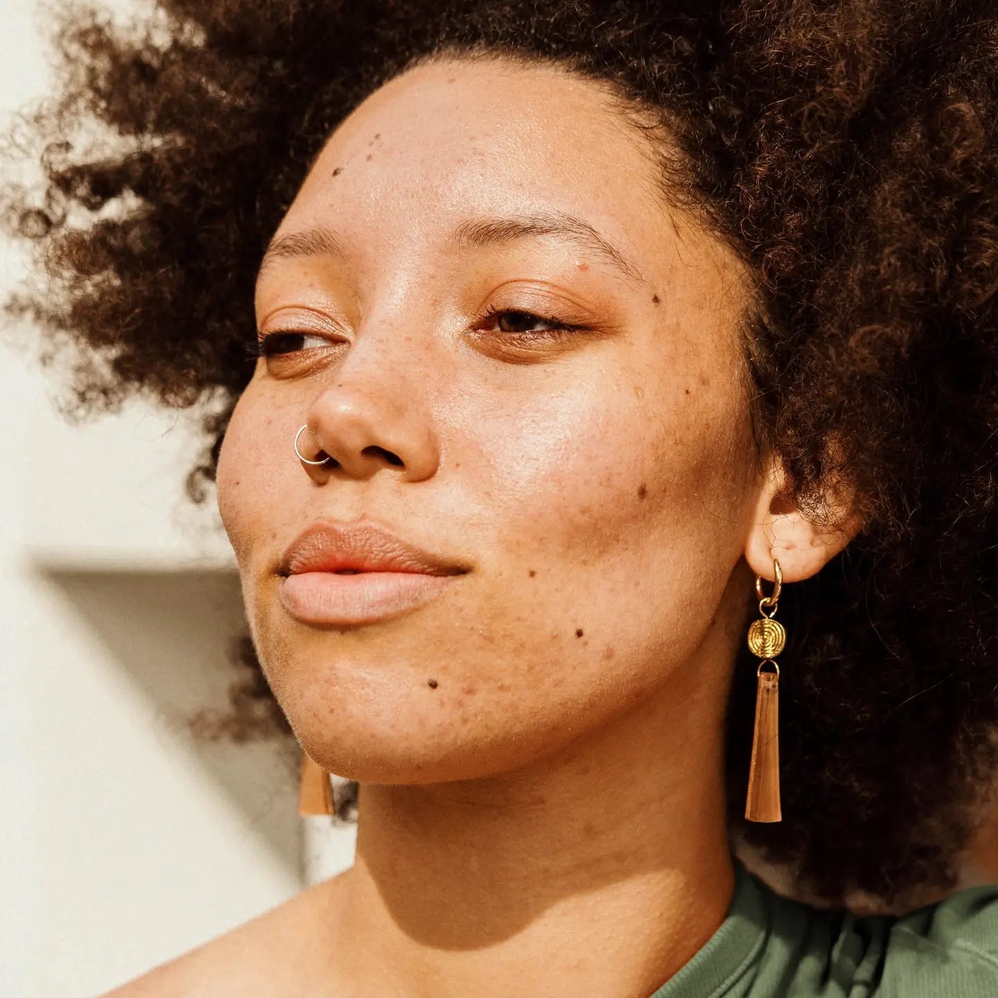 Power Drop Hoop Earrings - caramel