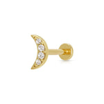 Load image into Gallery viewer, Sparkling Moon Single Flat Back Earring - gold / silver
