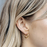 Load image into Gallery viewer, Gold Hammered Hoop Earrings

