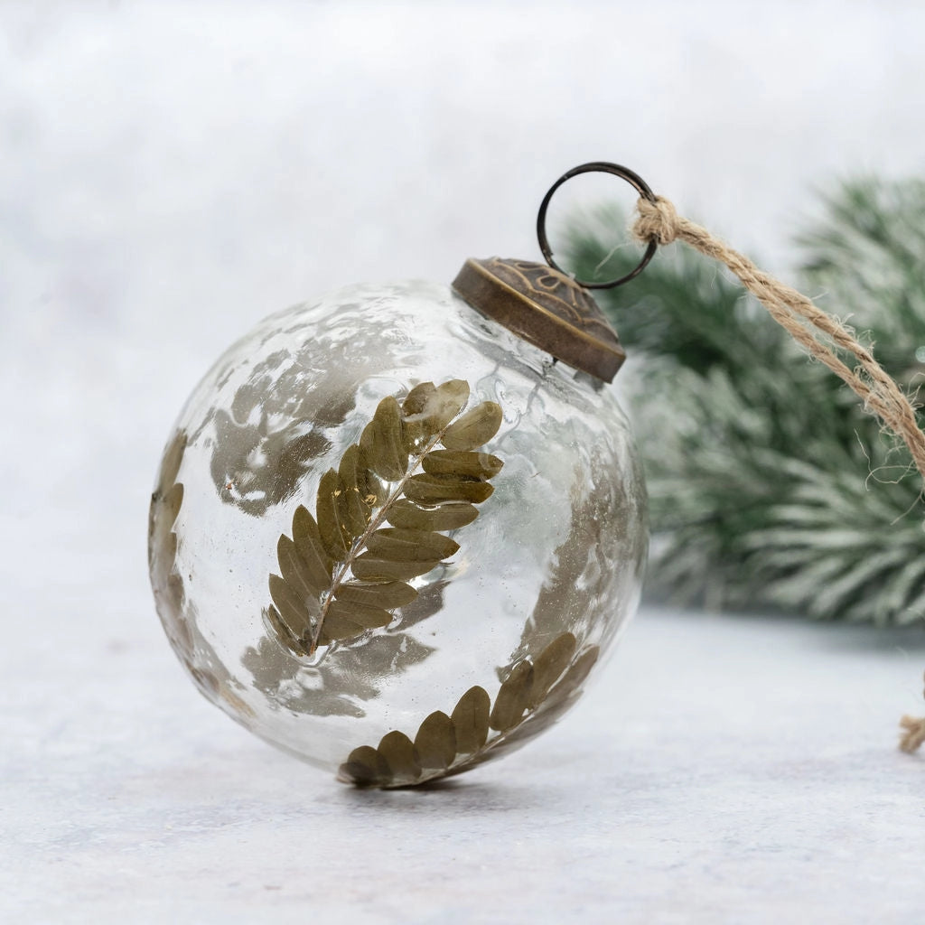 Leaf Botanical Glass Christmas Tree Bauble