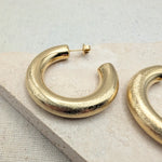 Load image into Gallery viewer, Large Gold Brushed Hoops
