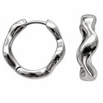 Load image into Gallery viewer, Silver Molten Wave Hoop Earrings
