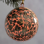 Load image into Gallery viewer, Black &amp; Pink Floral Paper Mache Christmas Tree Bauble - 2 sizes
