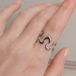 Load image into Gallery viewer, Silver Statement Wave Ring
