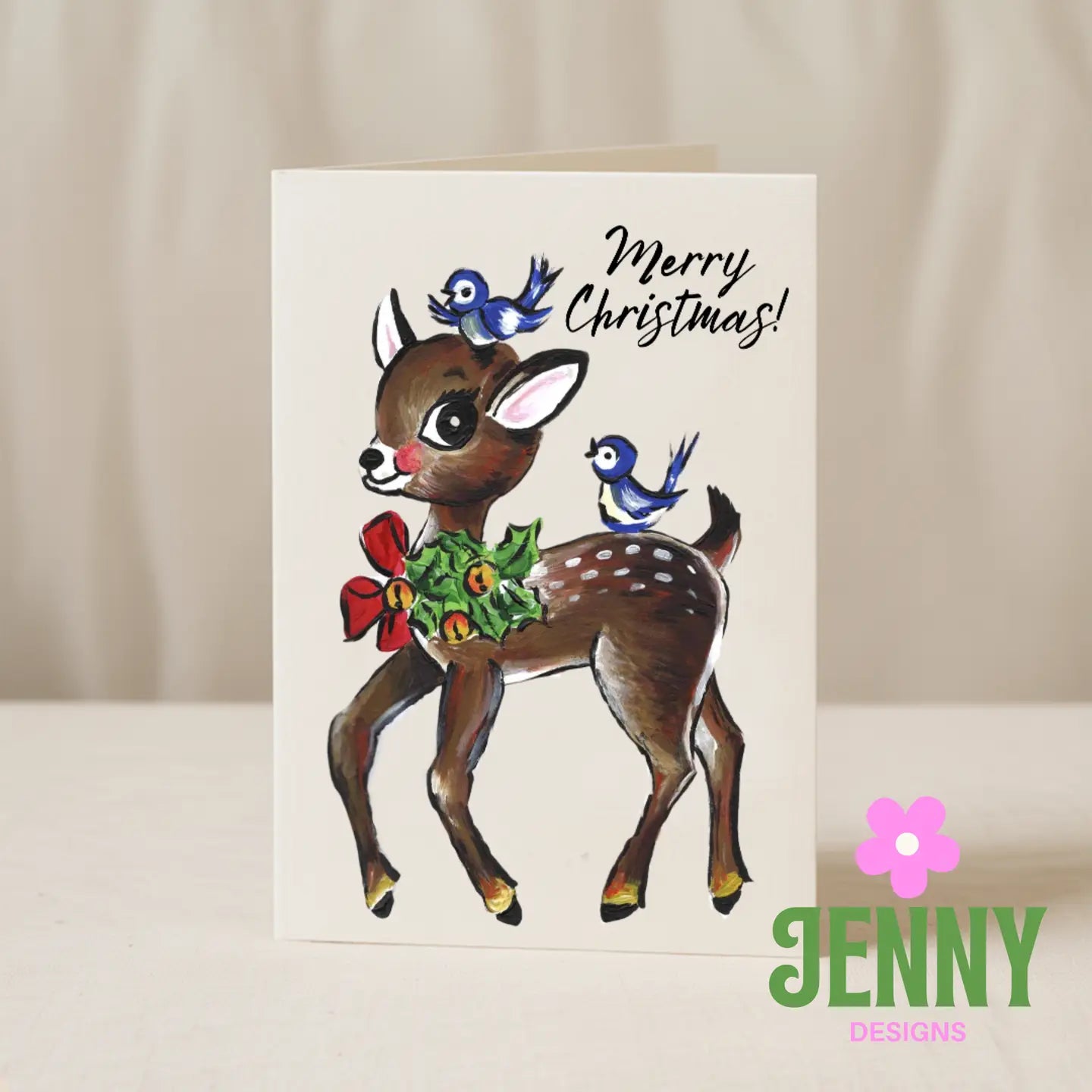 Merry Christmas Retro Deer Card
