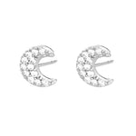 Load image into Gallery viewer, Crescent Moon Stud Earrings - gold / silver
