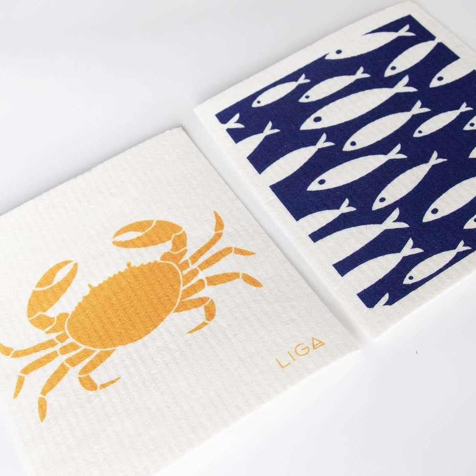 Eco Dishcloth - Fish & Crab - Pack of 2