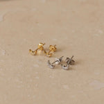 Load image into Gallery viewer, Mini Moon Star Stud Earrings  - gold / silver
