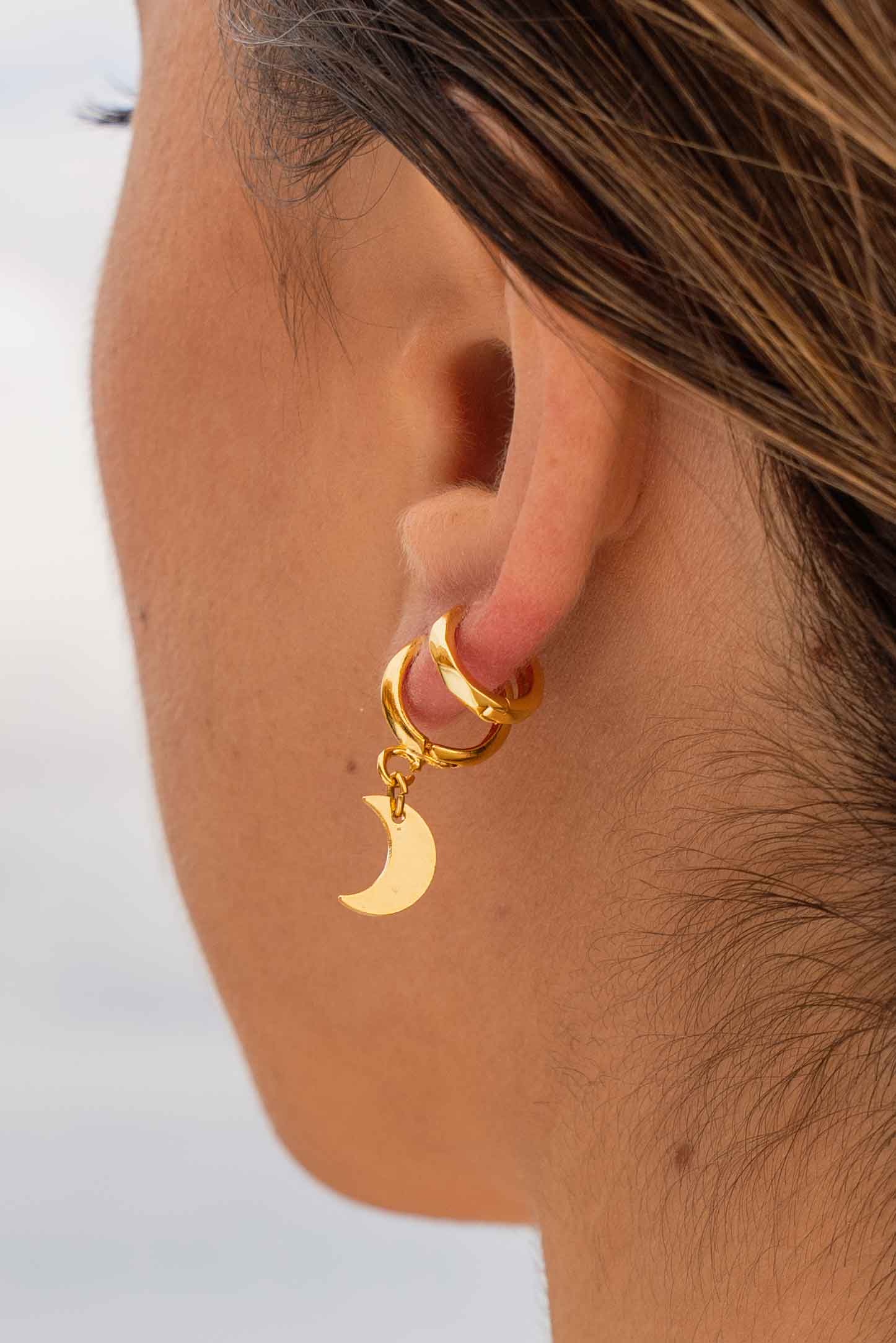 Crescent Moon Huggie Earring