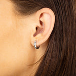 Load image into Gallery viewer, Celestial Chunky Huggie Hoop Earrings - silver
