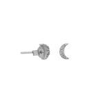 Load image into Gallery viewer, Mini Diamante Moon Stud Earrings - gold / silver
