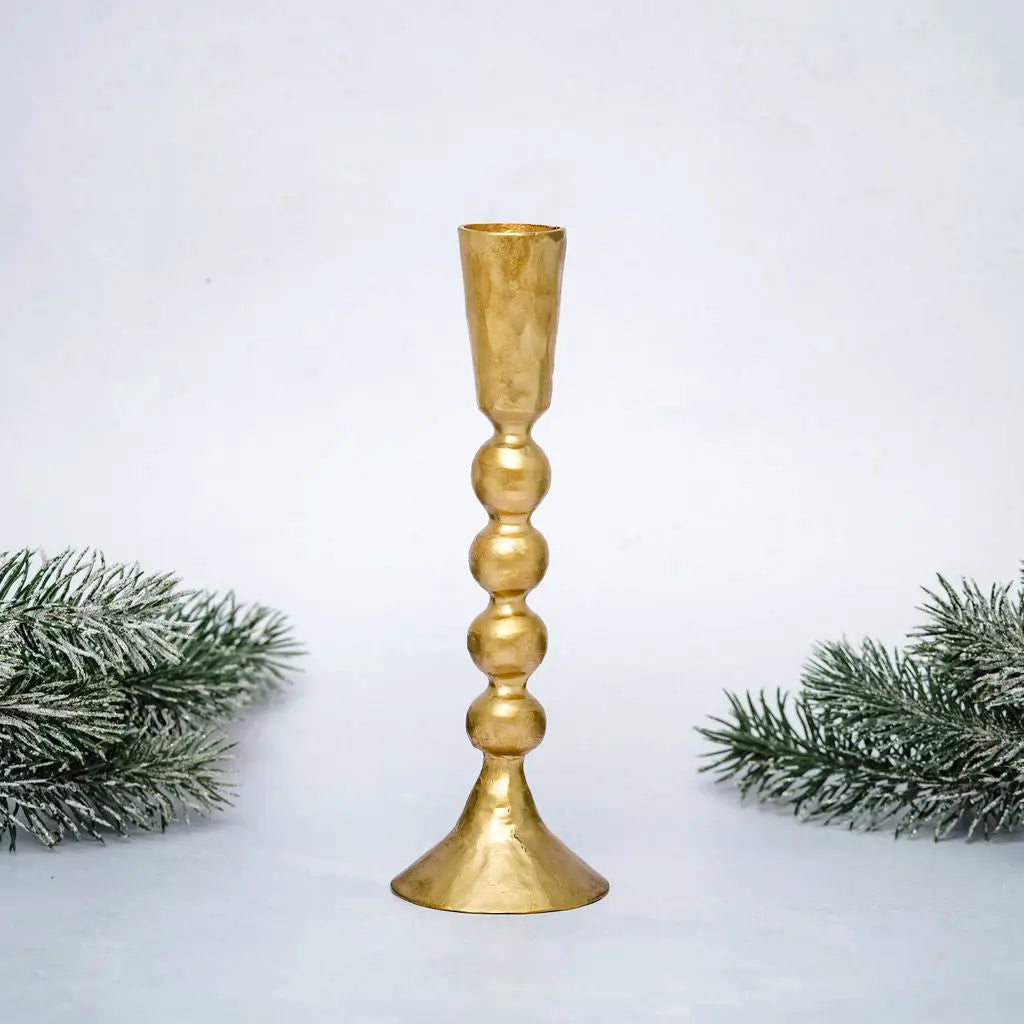 Sona gold coloured metal Candlestick Holder