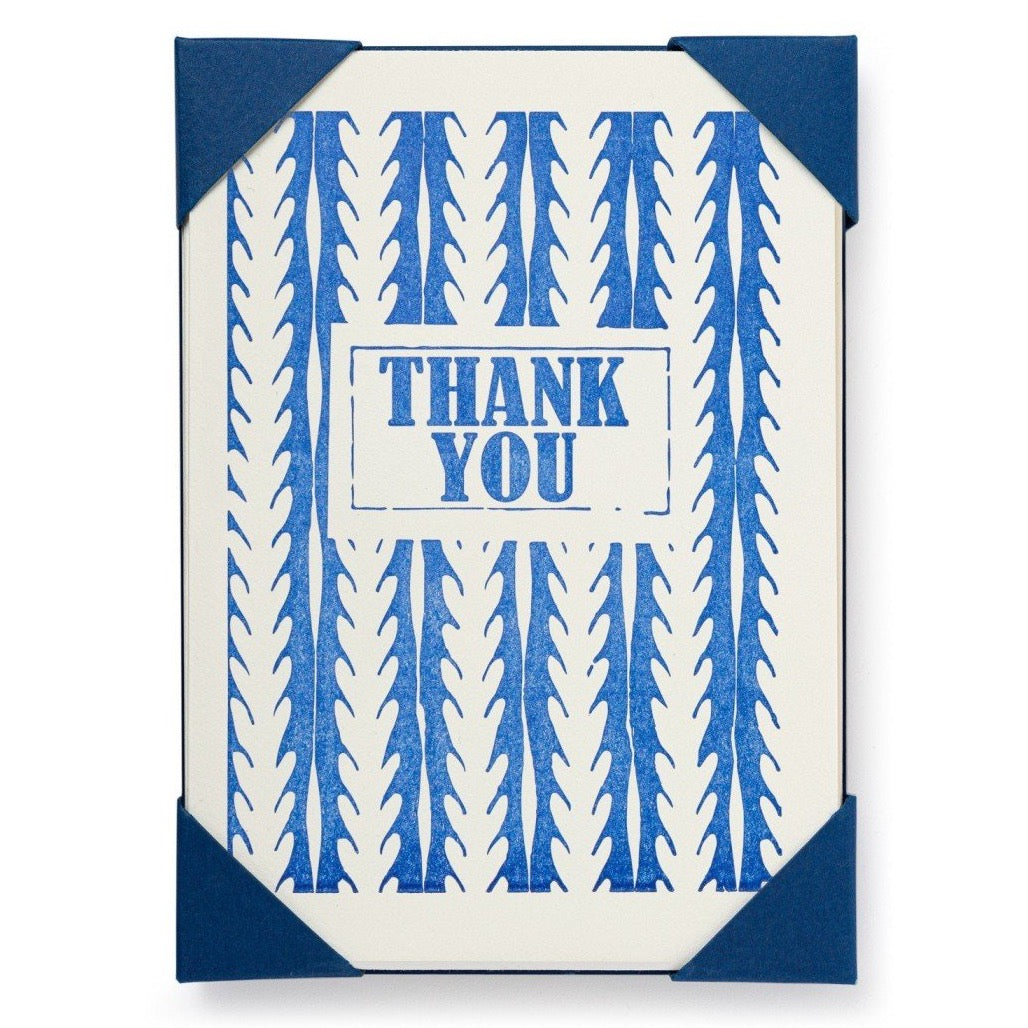 Blue Pattern Design 'Thank You' Card - Notelet Pack
