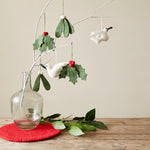 Load image into Gallery viewer, Felt Hanging Christmas Decoration - holly / mistletoe
