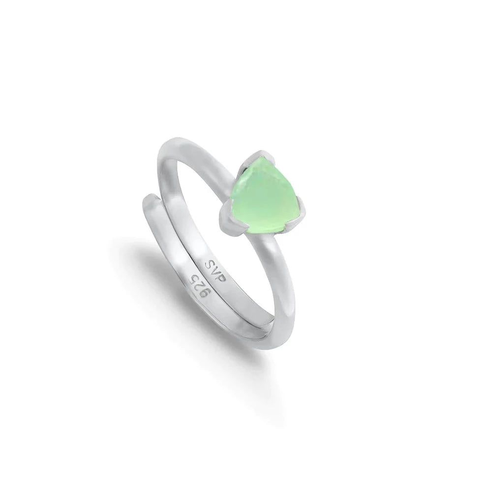 Audie Light Green Chalcedony Ring - Silver
