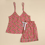 Load image into Gallery viewer, Stripe Leopard PJ Shorts - pink / red
