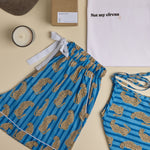Load image into Gallery viewer, Stripe Leopard PJ Shorts - blue
