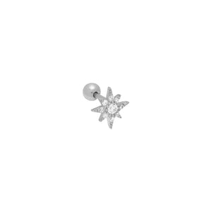 Single Jewelled Star Barbell Stud - silver / gold