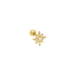 Load image into Gallery viewer, Single Jewelled Star Barbell Stud - silver / gold
