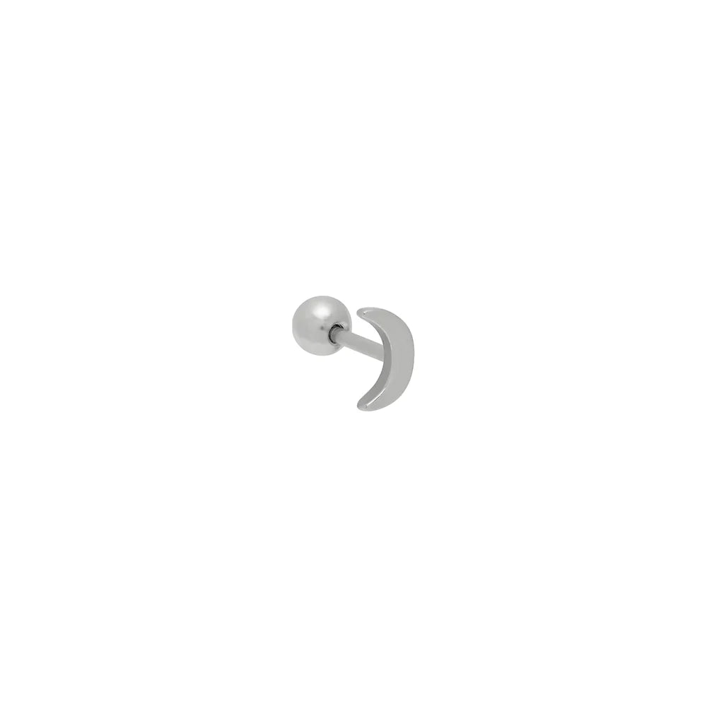 Single Crescent Moon Stud Earring - gold / silver