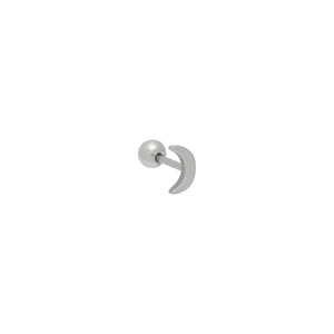 Single Crescent Moon Stud Earring - gold / silver