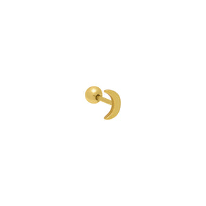 Single Crescent Moon Barbell Stud Earring - gold / silver