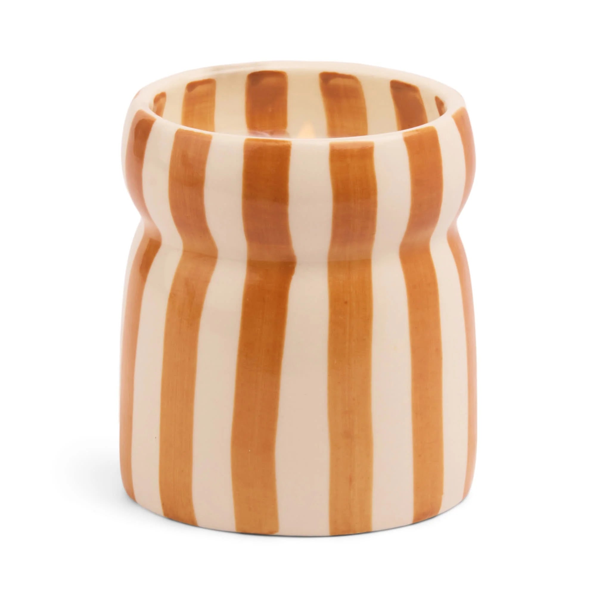 Cabana Rust Stripe Ceramic Candle - Sienna Sunset