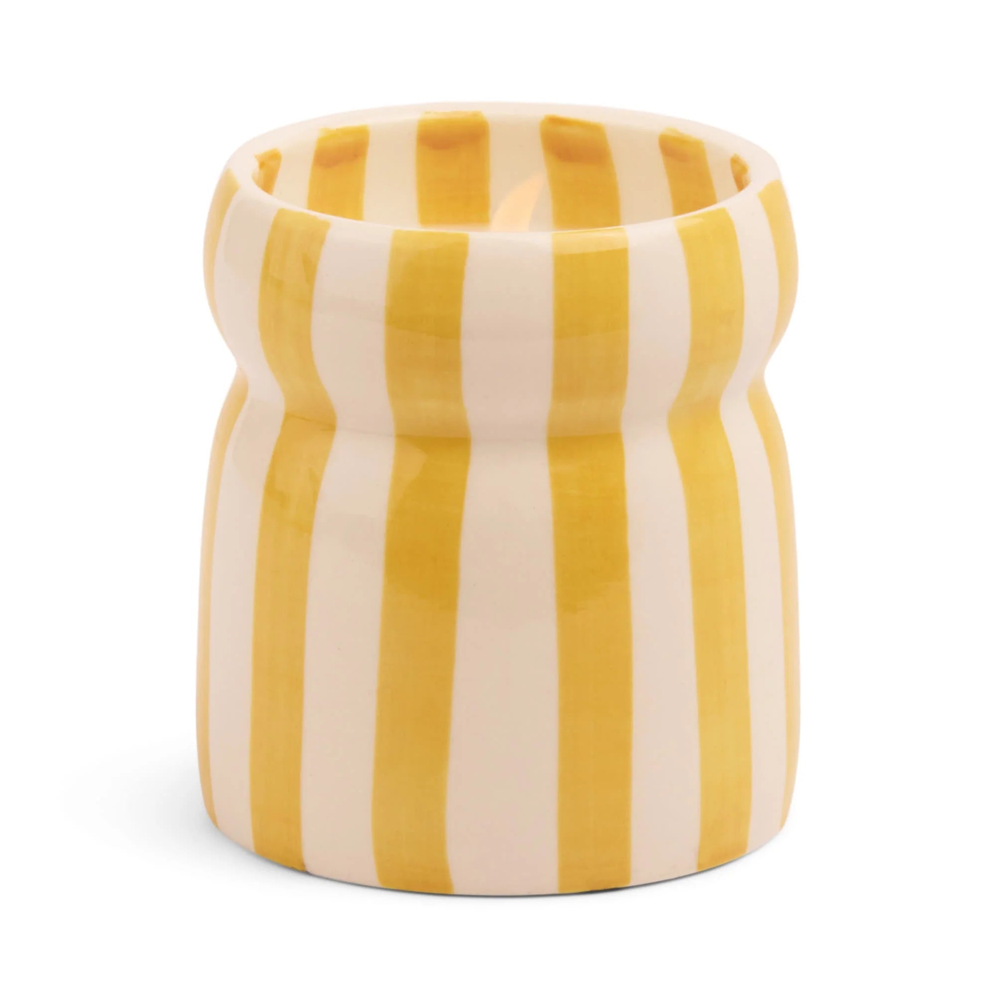 Cabana Ochre Stripe Ceramic Candle - Gold Coast