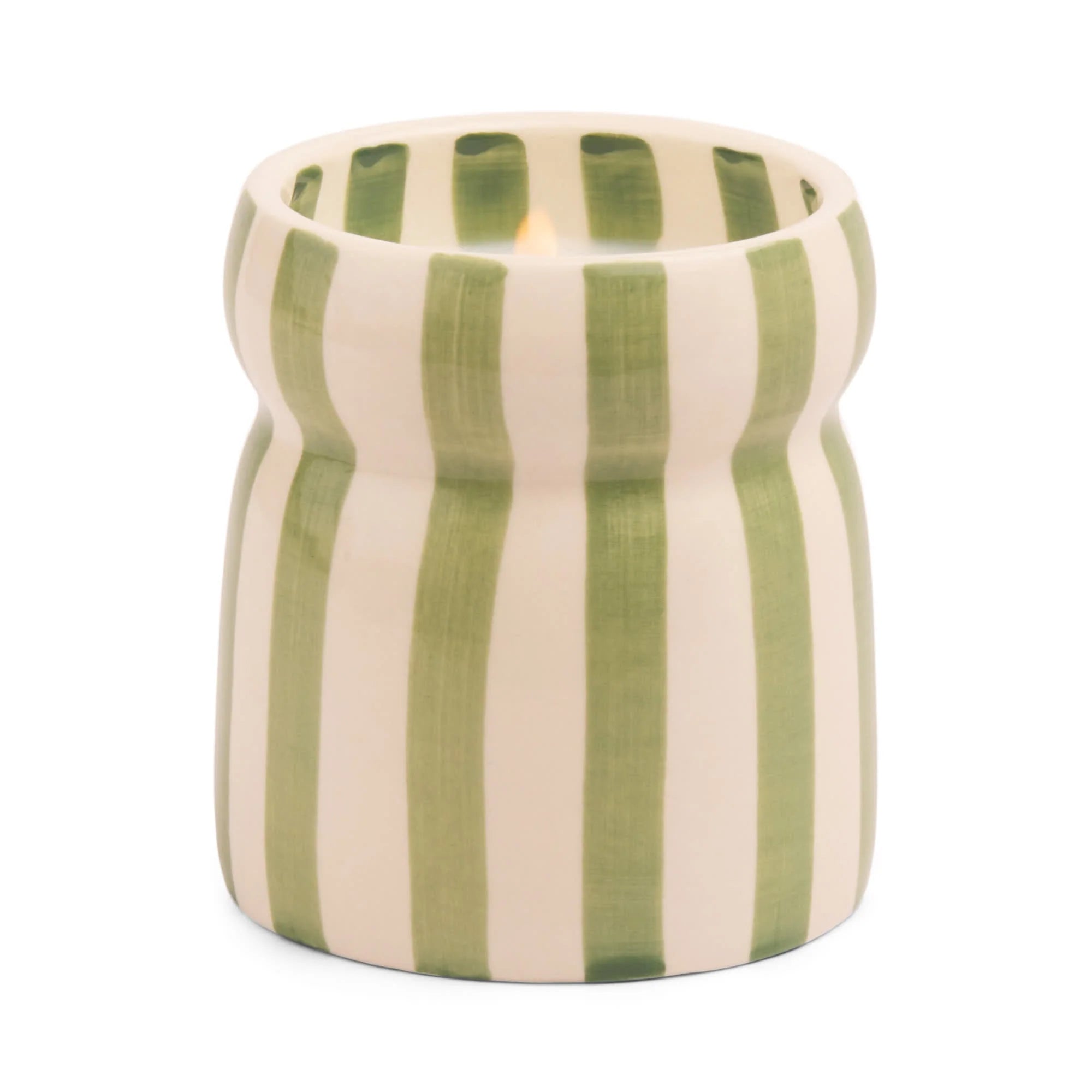 Cabana Sage Stripe Ceramic Candle - Bora Bora