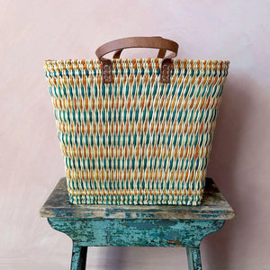 Colourful Reed Shopper Basket